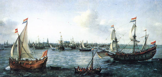 The Harbour in Amsterdam, vintage artwork by Hendrick Vroom, A3 (16x12") Poster Print