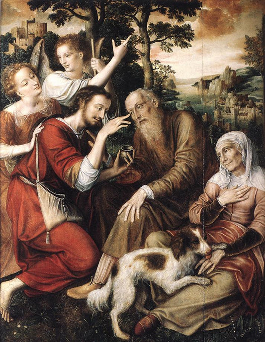 The Healing of Tobit, vintage artwork by Jan Massys, A3 (16x12") Poster Print