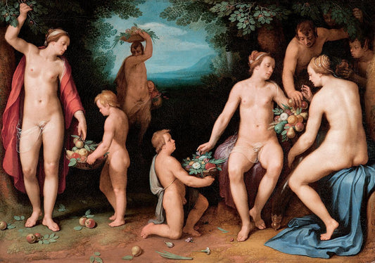 The Hesperides Filling the Cornucopia, vintage artwork by Cornelis van Haarlem, A3 (16x12") Poster Print