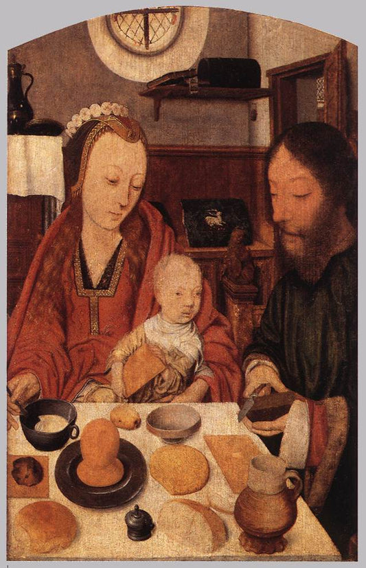 The Holy Family at Supper, vintage artwork by Jan Mostaert, A3 (16x12") Poster Print