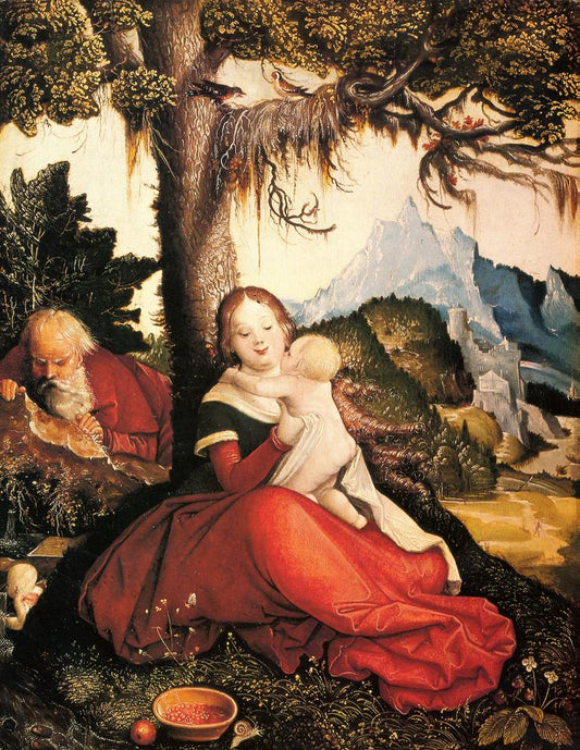 The Holy Family, Resting on the Flight, vintage artwork by Hans Baldung, A3 (16x12") Poster Print