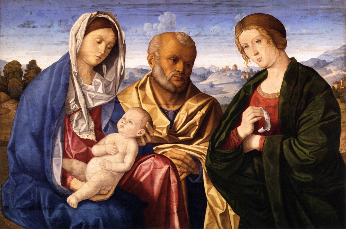 The Holy Family with a Female Saint, vintage artwork by Vincenzo Catena, A3 (16x12") Poster Print