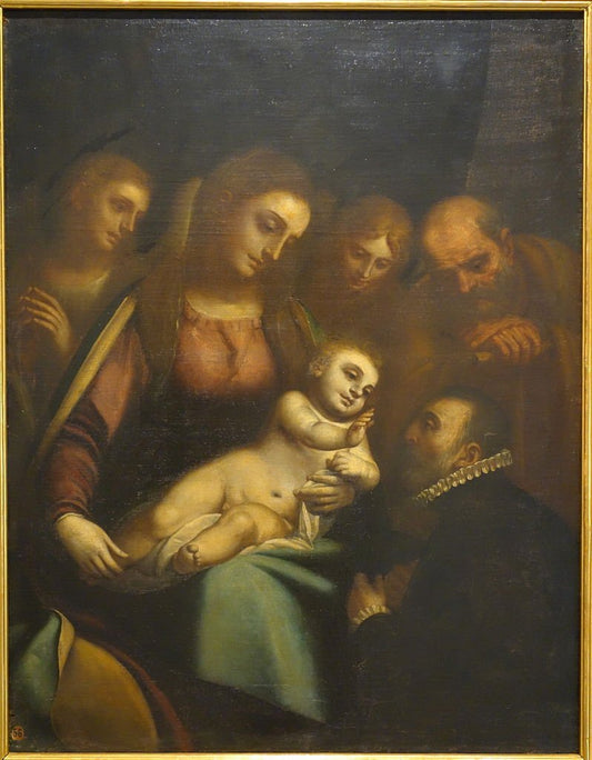 The Holy Family with Angels and a Donor, vintage artwork by Luca Cambiaso, A3 (16x12") Poster Print