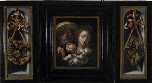 The Holy Family with Coats of Arms of Charles V and Isabella of Portugal, vintage artwork by Jan Gossaert, A3 (16x12") Poster Print