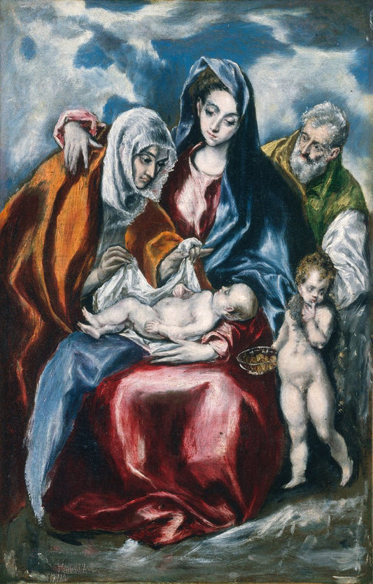 The Holy Family with Saint Anne and the Infant John the Baptist, vintage artwork by El Greco, 12x8" (A4) Poster