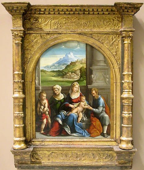 The Holy Family with Saint Elizabeth and Infant Saint John the Baptist, vintage artwork by Il Garofalo, A3 (16x12") Poster Print