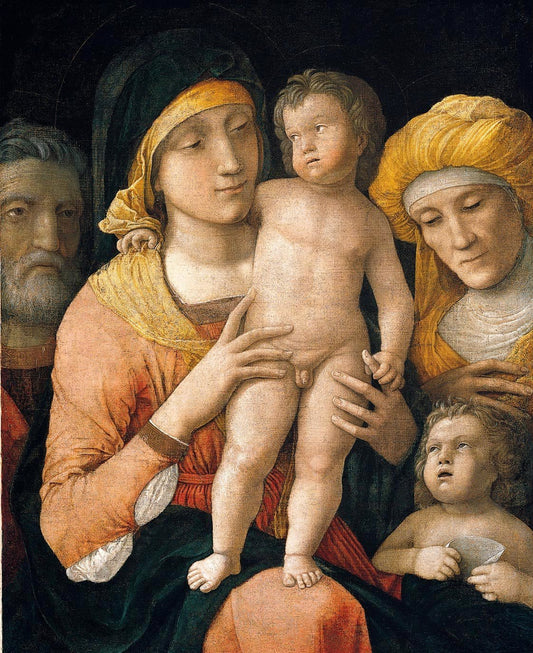 The Holy Family with Saint Elizabeth and the Infant John the Baptist, vintage artwork by Andrea Mantegna, A3 (16x12") Poster Print