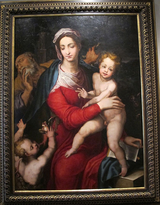 The Holy Family with St. Giovannino, vintage artwork by Marco Pino, A3 (16x12") Poster Print
