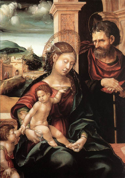 The Holy Family with the Christ Child and Saint John, vintage artwork by Hans Burgkmair, A3 (16x12") Poster Print