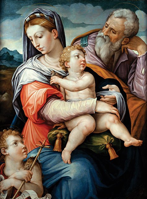 The Holy Family with the Infant, Saint John the Baptist, vintage artwork by Giorgio Vasari, A3 (16x12") Poster Print