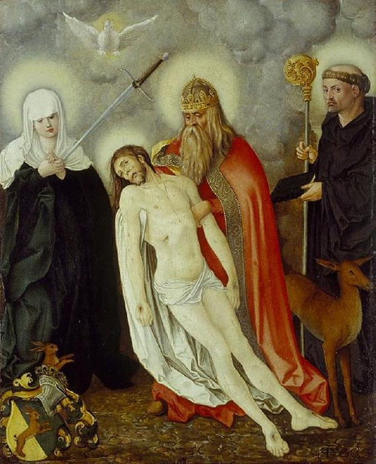The Holy Trinity with Our Lady of Sorrows and St. Egid, vintage artwork by Hans Baldung, A3 (16x12") Poster Print