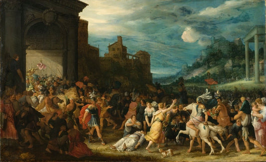 The Horatii Entering Rome, vintage artwork by Adriaen van Stalbemt, 12x8" (A4) Poster