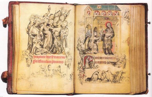 The Hours of Jeanne d'Evreux: Arrest of the Christ & Annunciation, vintage artwork by Jean Pucelle, A3 (16x12") Poster Print