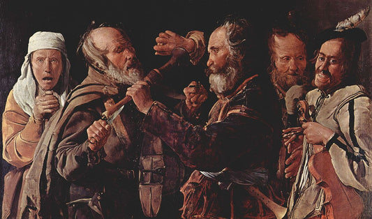 The Hurdy-Gurdy, vintage artwork by Georges de La Tour, 12x8" (A4) Poster