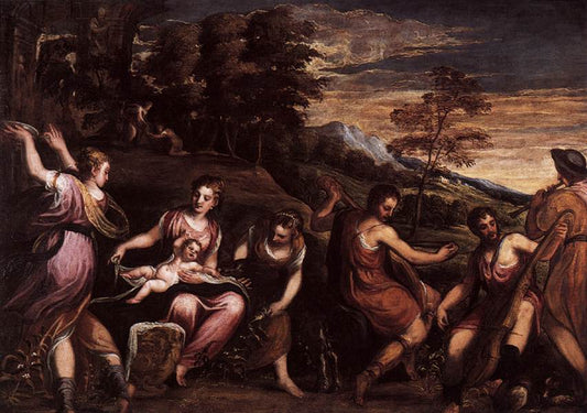 The Infancy of Jupiter, vintage artwork by Andrea Schiavone, A3 (16x12") Poster Print