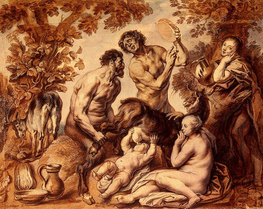 The Infant Jupiter is Fed by  the Goat Amalthea, vintage artwork by Jacob Jordaens, 12x8" (A4) Poster