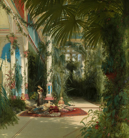 The Interior of the Palm House on the Pfaueninsel Near Potsdam by  Carl Blechen, 23x16"( A2 size ) Poster Print