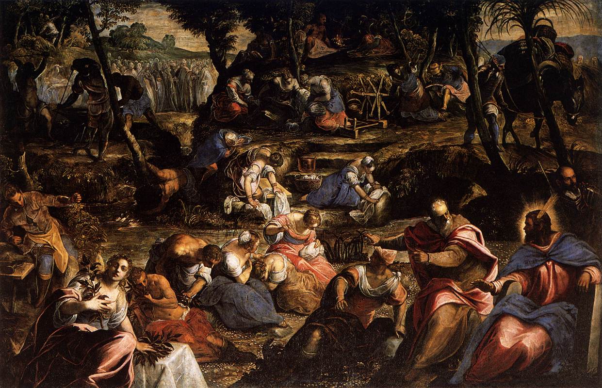 The Jews in the Desert, vintage artwork by Tintoretto, A3 (16x12") Poster Print