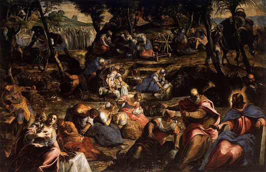 The Jews in the Desert, vintage artwork by Tintoretto, A3 (16x12") Poster Print