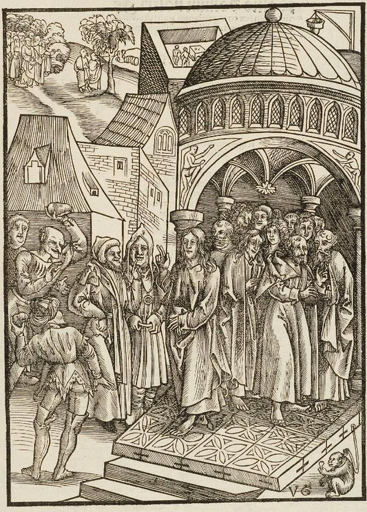 The Jews Threaten to Stone Jesus, vintage artwork by Urs Graf, A3 (16x12") Poster Print