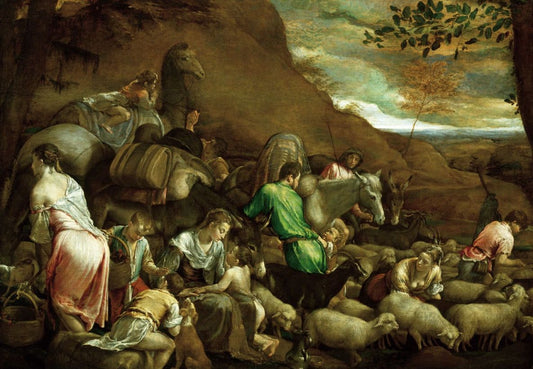 The Journey of Jacob, vintage artwork by Jacopo Bassano, A3 (16x12") Poster Print