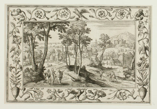 The Journey to Emmaus, from Landscapes with Old and New Testament Scenes and Hunting Scenes by  Adriaen Collaert (Flemish, c. 1560–1618) , 23x16"( A2 size ) Poster Print