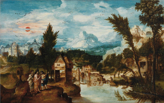 The Journey to Emmaus, vintage artwork by Herri met de Bles, A3 (16x12") Poster Print