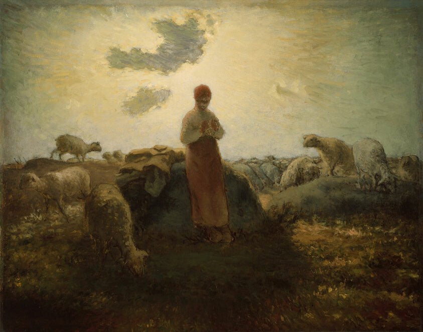 The Keeper of the Herd by  Jean-François Millet, 23x16"( A2 size) Poster Print