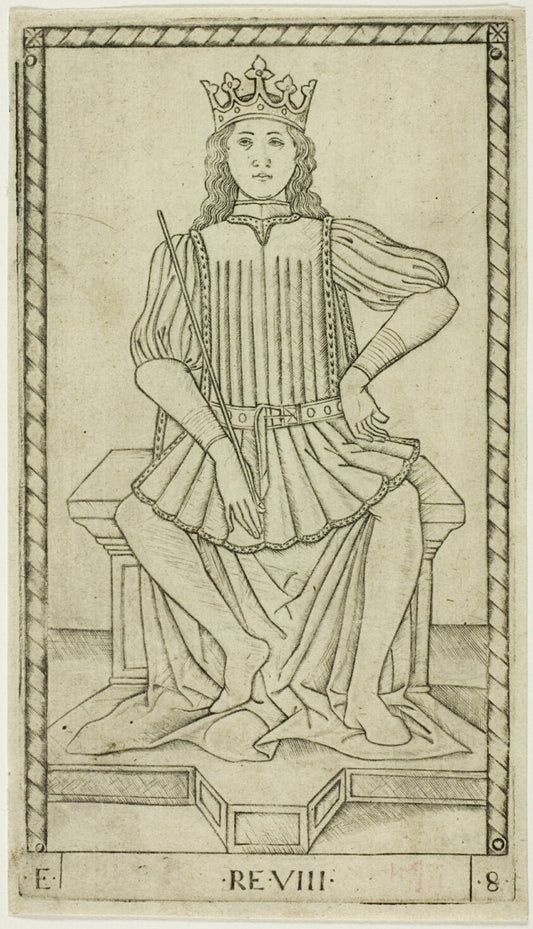 The King, plate eight from The Ranks and Conditions of Men by  Master of the E-Series Tarocchi, 23x16"( A2 size ) Poster Print