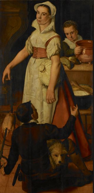 The kitchen maid and her helpers, vintage artwork by Beuckeleer Huybrecht, 12x8" (A4) Poster