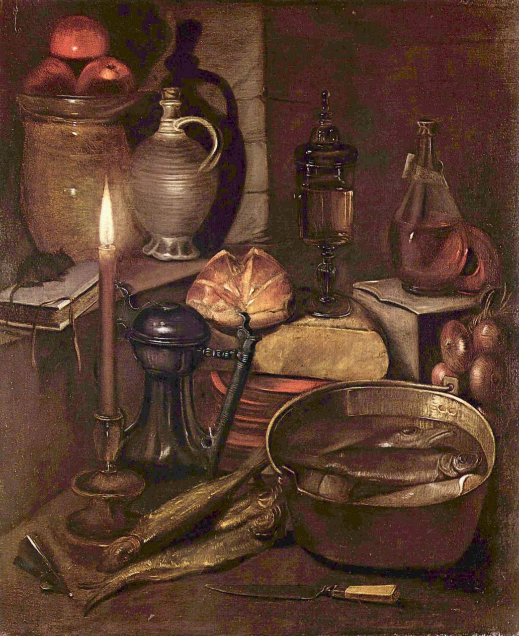 The Kitchen Table with Utensils, Fish and Mouse, vintage artwork by Georg Flegel, A3 (16x12") Poster Print
