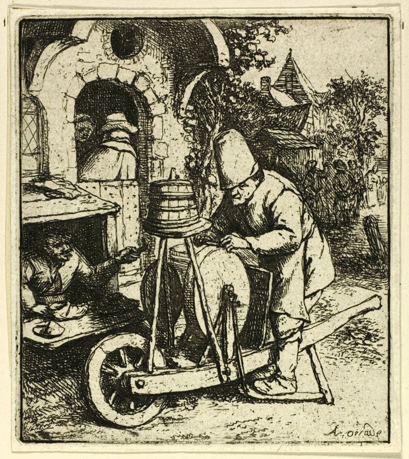 The Knifegrinder by  Adriaen van Ostade, 23x16"( A2 size ) Poster Print