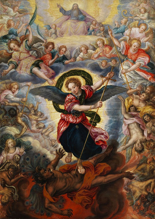 The Last Judgement with St. Michael Fighting with Satan, vintage artwork by Hans Rottenhammer, A3 (16x12") Poster Print
