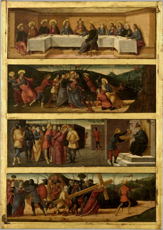 The Last Supper; the Betrayal of Christ; Christ before Pilate; Christ Carrying the Cross, vintage artwork by Biagio d'Antonio, A3 (16x12") Poster Print
