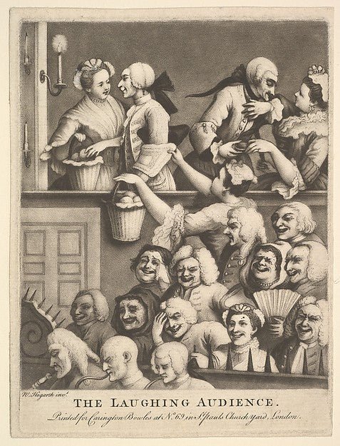 The Laughing Audience second half 18th cent-After William Hoga, vintage art, A3 (16x12") Poster Print