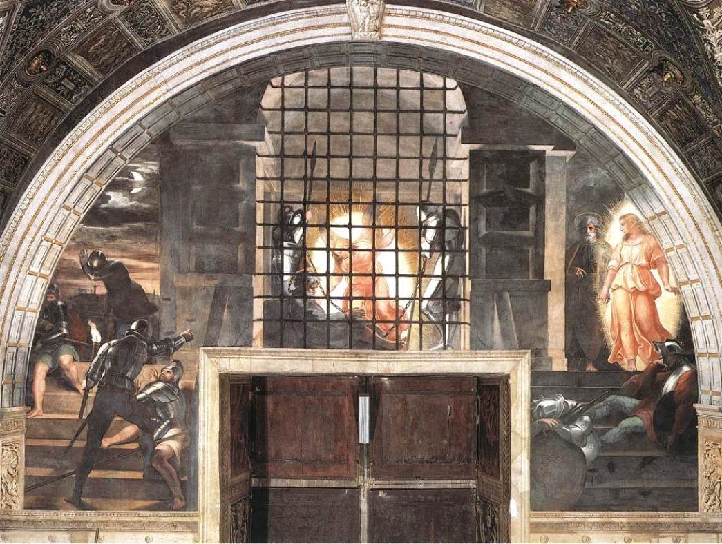The Liberation of St Peter (Stanza di Eliodoro), vintage artwork by Raphael, A3 (16x12") Poster Print
