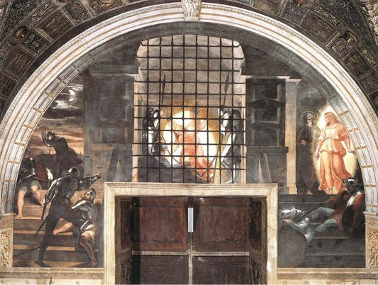 The Liberation of St Peter (Stanza di Eliodoro), vintage artwork by Raphael, A3 (16x12") Poster Print