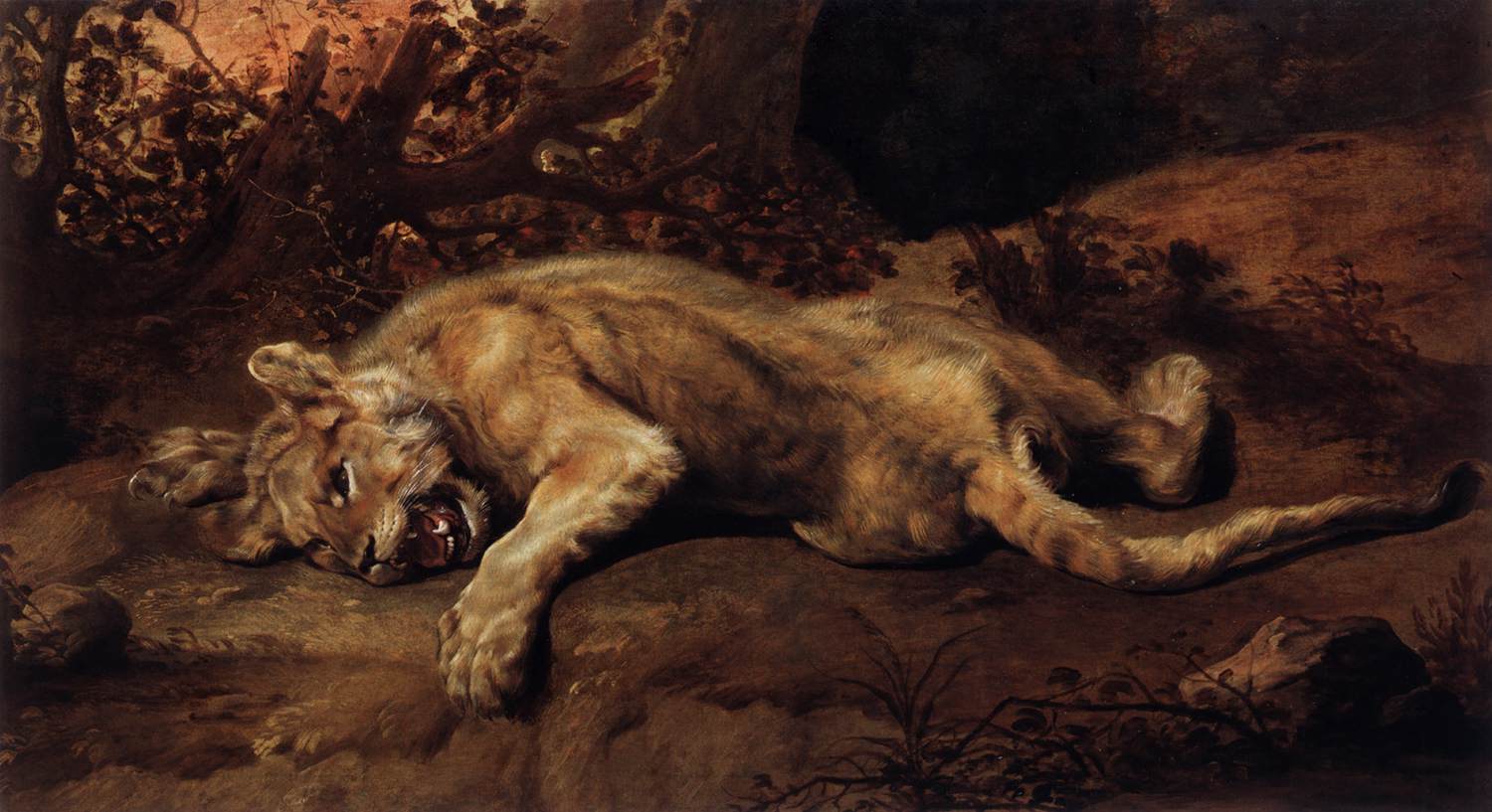 The Lioness, vintage artwork by Frans Snyders, 12x8" (A4) Poster
