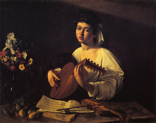 The Lute-Player, vintage artwork by Caravaggio, 12x8" (A4) Poster