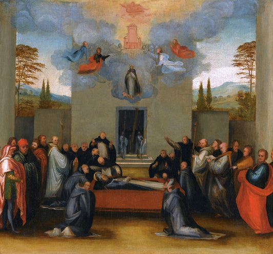 The Lying in State and Ascencion of Saint Anthonius, vintage artwork by Fra Bartolomeo, A3 (16x12") Poster Print