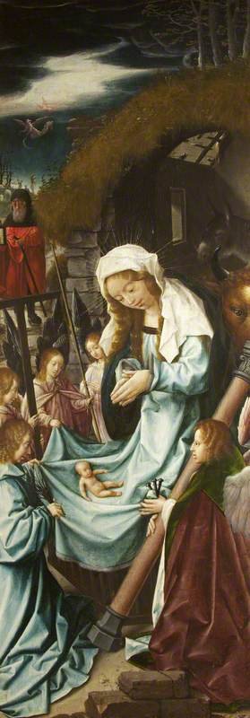 The Madonna Adoring the Child, vintage artwork by Jan Provoost, A3 (16x12") Poster Print
