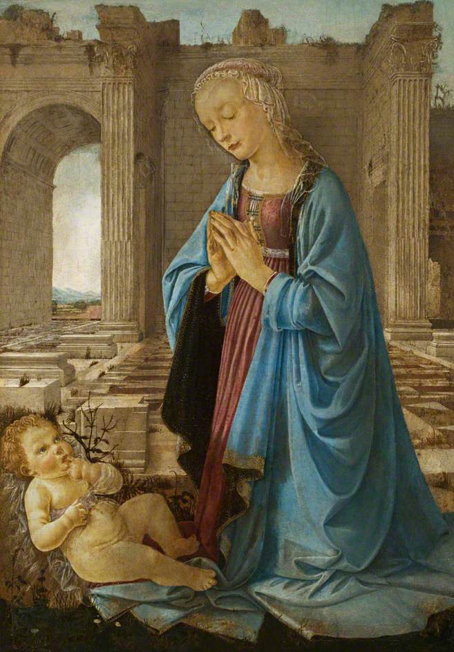 The Madonna Adoring the Christ Child (The Ruskin Madonna), vintage artwork by Attributed to Andrea del Verrocchio, A3 (16x12") Poster Print