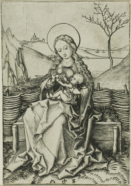 The Madonna and Child on a Grassy Bench by  Martin Schongauer, 23x16"( A2 size ) Poster Print