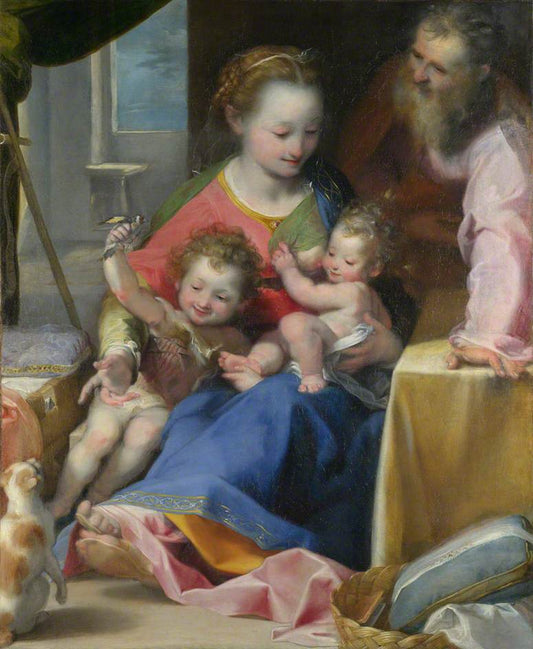 The Madonna and Child with Saint Joseph and the Infant Baptist, vintage artwork by Federico Barocci, 12x8" (A4) Poster