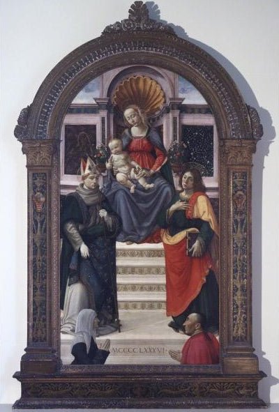 The Madonna and Child with Saints Louis of Toulouse and Thomas with donors, vintage artwork by Davide Ghirlandaio, A3 (16x12") Poster Print