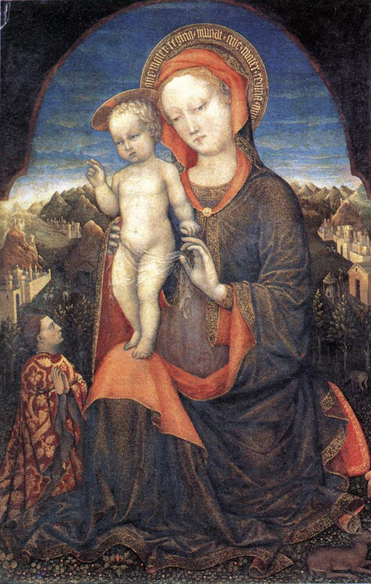 The Madonna of Humility adored by  a Prince from the House d'Este, vintage artwork by Jacopo Bellini, A3 (16x12") Poster Print