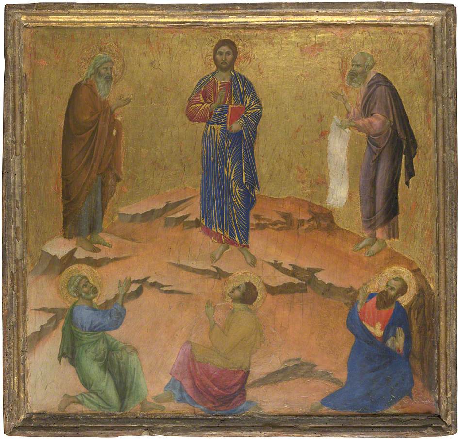 The 'Maestà' Predella Panels: The Transfiguration, vintage artwork by Duccio di Buoninsegna, 12x8" (A4) Poster