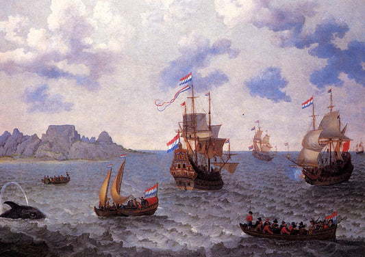 The Man=o'-War 'Amsterdam' and other Dutch Ships in Table Bay, vintage artwork by Adam Willaerts, 12x8" (A4) Poster