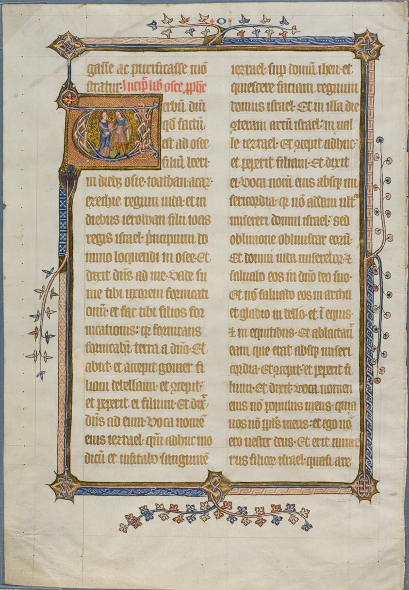 The Marriage of Hosea and Gomer in a Historiated Initial "V" from a Bible by  English (Cambridge),23x16"( A2 size ) Poster Print
