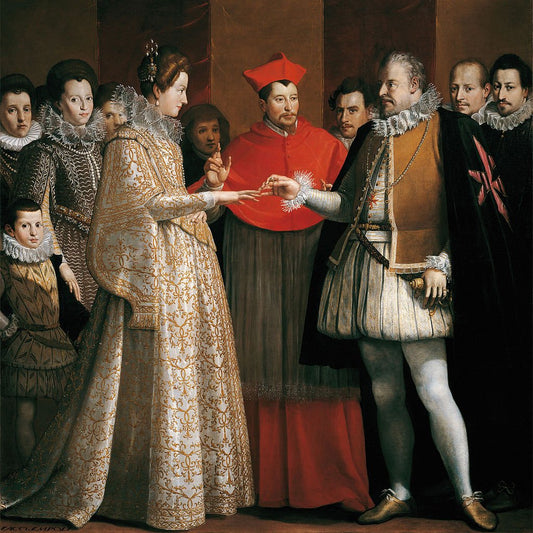 The Marriage of Marie de'Medici, vintage artwork by Jacopo Chimenti, 12x8" (A4) Poster